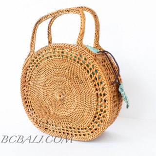 Rattan Handbag Moon Shape Filigree desaign handwoven